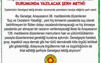 Başbakanlık Genelgesi’ne Konulacak Şerh