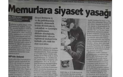 Av. Ersin Albuz: 2016/4 sayılı Genelge, “Milyonlarca memurun özel yaşamına, sivil hayatta siyaset yapma hakkına doğrudan müdahaledir.”