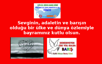 1 Eylül Dünya Barış Günü ve Kurban Bayramı